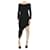 Autre Marque Vestido preto drapeado com ombros largos e fenda lateral alta - tamanho S Viscose  ref.1047132
