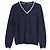 Lanvin Distressed Detail Neckline Jumper In Navy Blue Wool