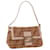 FENDI Mamma Baguette Shoulder Bag Straw Leather Beige Pink Auth 47062  ref.1048665