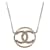Chanel Halskette mit CC-Strass-Kreis-Anhänger Golden Metall  ref.1049307