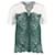 Sandro Paris Lace V-neck Buttoned Blouse in Green and White Polyester  ref.1050086