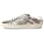 Saint Laurent Sneakers „Star Court“ aus metallischem Kalbsleder Silber Golden  ref.1051218