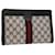 GUCCI GG Canvas Sherry Line Clutch Bag Gray Red Navy 64.014.2125.23 Auth yk8296 Grey Navy blue  ref.1053661