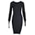 Maison Martin Margiela Geripptes, langärmliges, figurbetontes Kleid von Maison Margiela aus schwarzer Viskose Zellulosefaser  ref.1054635