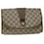 GUCCI GG Canvas Web Sherry Line Clutch Bag PVC Leather Beige Red Auth ep1418 Green  ref.1054805