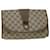 GUCCI GG Canvas Web Sherry Line Clutch Bag PVC Couro Bege Vermelho Auth ep1418 Verde  ref.1054805