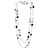 Chanel 11a, 2011 Fall Crystal CC Pearl And Stone Bead Long Multi Color Necklace Black Beige Silver hardware Ceramic Chain Acetate  ref.1054864