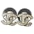 Chanel CC F16Etichetta della scatola degli orecchini con logo hardware in argento cristallo classico V Metallo  ref.1054868