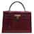 Hermès VINTAGE SAC A MAIN HERMES KELLY 33 SELLIER EN CUIR BOX ROUGE BORDEAUX HAND BAG  ref.1055320