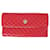 Chanel Rote CC Camellia Clutch-Geldbörse Leder  ref.1055557