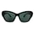 Chanel óculos de sol em acetato de borboleta com logotipo CC embelezado com cristal verde e couro de pele de cordeiro Plástico  ref.1057037
