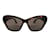 Chanel-Sonnenbrille aus braunem, mit Kristallen verziertem CC-Logo, Schmetterlings-Sonnenbrille aus Acetat und Lammleder in Schildpattoptik Kunststoff  ref.1057038