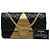 Pelle di agnello goffrata coccodrillo nera media Chanel 2.55 Borsa con patta foderata ristampa Nero D'oro - vista 15