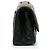 Pelle di agnello goffrata coccodrillo nera media Chanel 2.55 Borsa con patta foderata ristampa Nero D'oro - vista 3