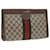 GUCCI GG Canvas Web Sherry Line Clutch Bag PVC Leather Beige Red Auth ep1571  ref.1058025