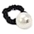 Chanel CC Faux Pearl Embellished Hair Scrunchie Natural Material Hair Accessory A63896 Y20154 Z3528 in Excellent condition Black  ref.1058281