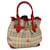 BURBERRY Nova Check Tote Bag PVC Couro Bege Vermelho Autenticação8482  ref.1060105
