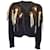 Sacai Noir / Ivoire / Pull cardigan en tricot côtelé marron avec détails en fil Laine  ref.1060202