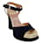 Laurence Dacade Black Suede with Gold Trim Tinta Sandals  ref.1060251