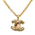 Chanel Halskette mit gestepptem CC-Logo-Anhänger Golden Metall  ref.1060895