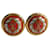 Hermès Brincos Vermelho Dourado Esmalte  ref.1061694