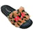 Marni Camel / Black Leopard Faux Fur Embroidered Logo Slide Sandals Brown  ref.1061739