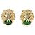 GUCCI Orecchini a clip con testa di leone e cabochon verde D'oro
