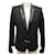 BALMAIN JACKET WITH SAFETY PIN BREASTS 40 L IN MOHAIR WOOL LEATHER COLLAR Black  ref.1062697