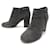 CHANEL ANKLE BOOTS G29932 39.5 SUEDE INTERLACED CHAIN POCHON BOOTS Grey  ref.1062708
