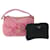 PRADA ribbon Pouch Hand Bag Nylon 2Set Pink Black Auth bs8125  ref.1063278