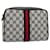 GUCCI GG Canvas Sherry Line Clutch Bag Gray Red Navy 010.378... Auth yk8375b Grey Navy blue  ref.1063332