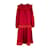 Yves Saint Laurent Vintage Robe smockée avec frange Laine Rouge  ref.1064590