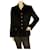 Moschino Jeans Black Velour Logo Snap Button Blazer Tamanho da jaqueta 44 Preto Algodão  ref.1066150