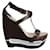 Céline Celine Platform Wedge Sandals in Brown Leather  ref.1067121
