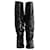 Botas rasas acolchoadas até o joelho Dior Cannage em couro envernizado preto  ref.1067129