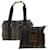 FENDI Pecan bolsa de ombro bolsa de lona revestida de lona 2Definir autenticação marrom preto1034  ref.1069326