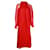 Vestido midi de manga transparente Victoria Beckham em seda vermelha Vermelho  ref.1069709