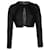 Alaïa Alaia Perforated Cropped Cardigan in Black Wool  ref.1069750