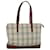 BURBERRY Nova Check Tote Bag Toile Cuir Beige Rouge Auth 54022  ref.1070373