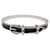 Hermès Hermes belt bracelet 21 SILVER METAL & BLACK LEATHER GOLDEN BELT STRAP BANGLE Silvery  ref.1070761