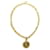Medaillon VINTAGE CHANEL NECKLACE CC LOGO PENDANT WIDE CHAIN IN GOLD METAL NECKLACE Golden  ref.1070873