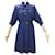 NEW LOUIS VUITTON BELTED DRESS W PUFFY SLEEVES DRESS 1a63GS M 38 Belt Blue Silk  ref.1070916