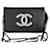 Wallet On Chain Bolsa Chanel WOC com logotipo CC em corrente Preto Prata Hardware prateado Couro  ref.1072172