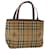 BURBERRY Nova Check Hand Bag PVC Leather Beige Black Red Auth 50628 Brown Synthetic Leatherette  ref.1072803