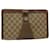 GUCCI GG Canvas Web Sherry Line Clutch Bag Beige Red 8901033 Auth th3866 Brown Cloth  ref.1073905