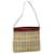 BURBERRY Nova Check Shoulder Bag PVC Leather Beige Red Auth 54838  ref.1074596