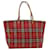 BURBERRY Nova Check Tote Bag Canvas Leather Red Black Auth bs8508 Cloth  ref.1074669