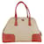 PRADA Hand Bag Canvas Leather Beige Pink Auth am4837 Brown Cloth  ref.1075130