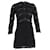 Ulla Johnson Minivestido plisado con paneles de encaje Kitty en seda negra Negro  ref.1075169