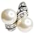 Saint Laurent Pendiente clip único de cristal plateado y perla artificial Plata  ref.1075349